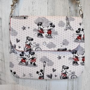Mickey and Minnie in Paris Crossbody Shoulder Bag